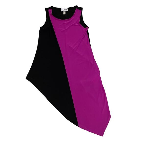 Joseph Ribkoff Sleeveless Asymmetrical Hem Tunic Top | Colorblock, Fuchsia NWOT - Picture 3 of 3